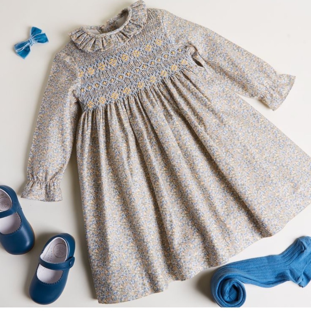 Pepa London Floral Blue and Yellow Kids Dress
